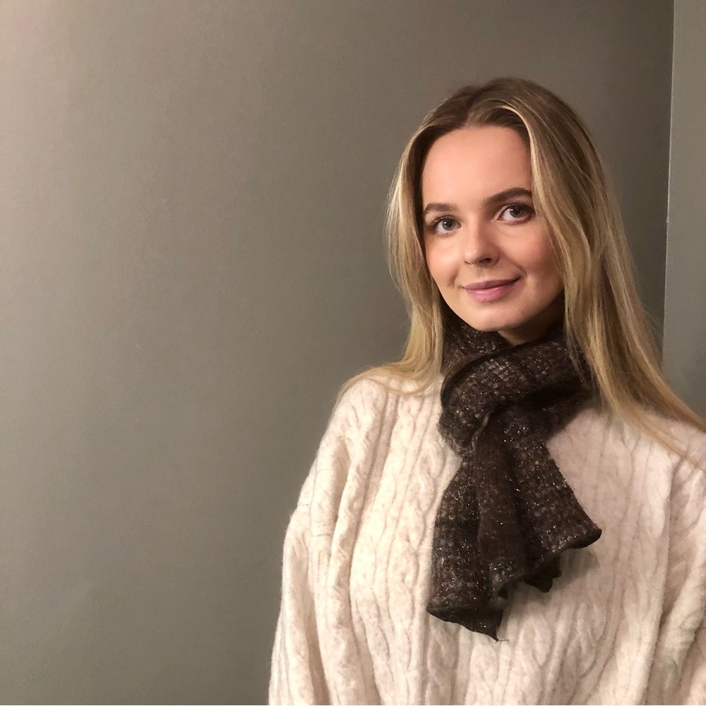 Holt Renfrew Made in Italy Brown Metallic Winter Scarf - Picture 9 of 9